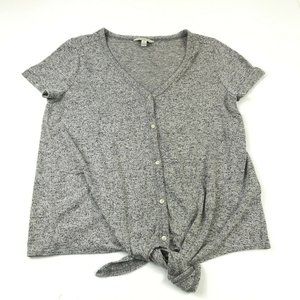 Lucky Brand Gray Button-Front Top